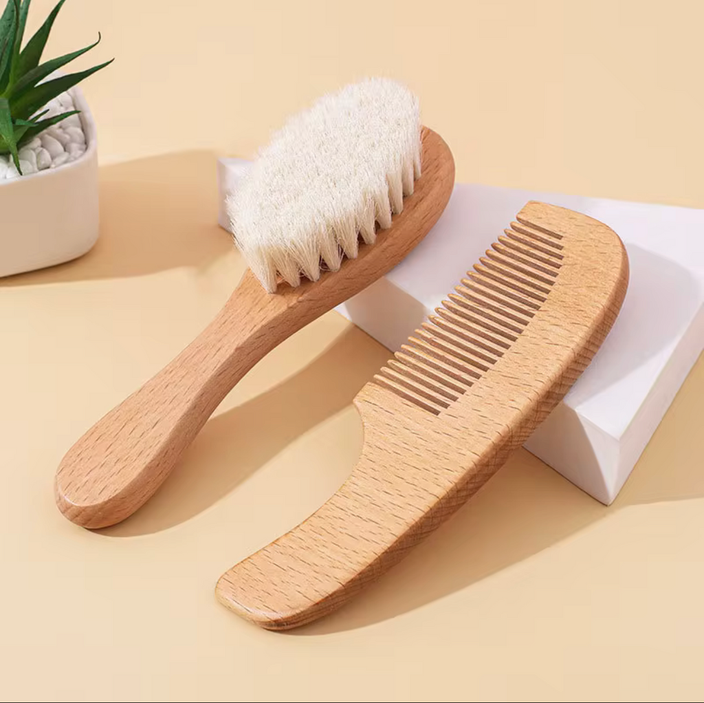 Baby Wooden Hair Brush & Comb Set
