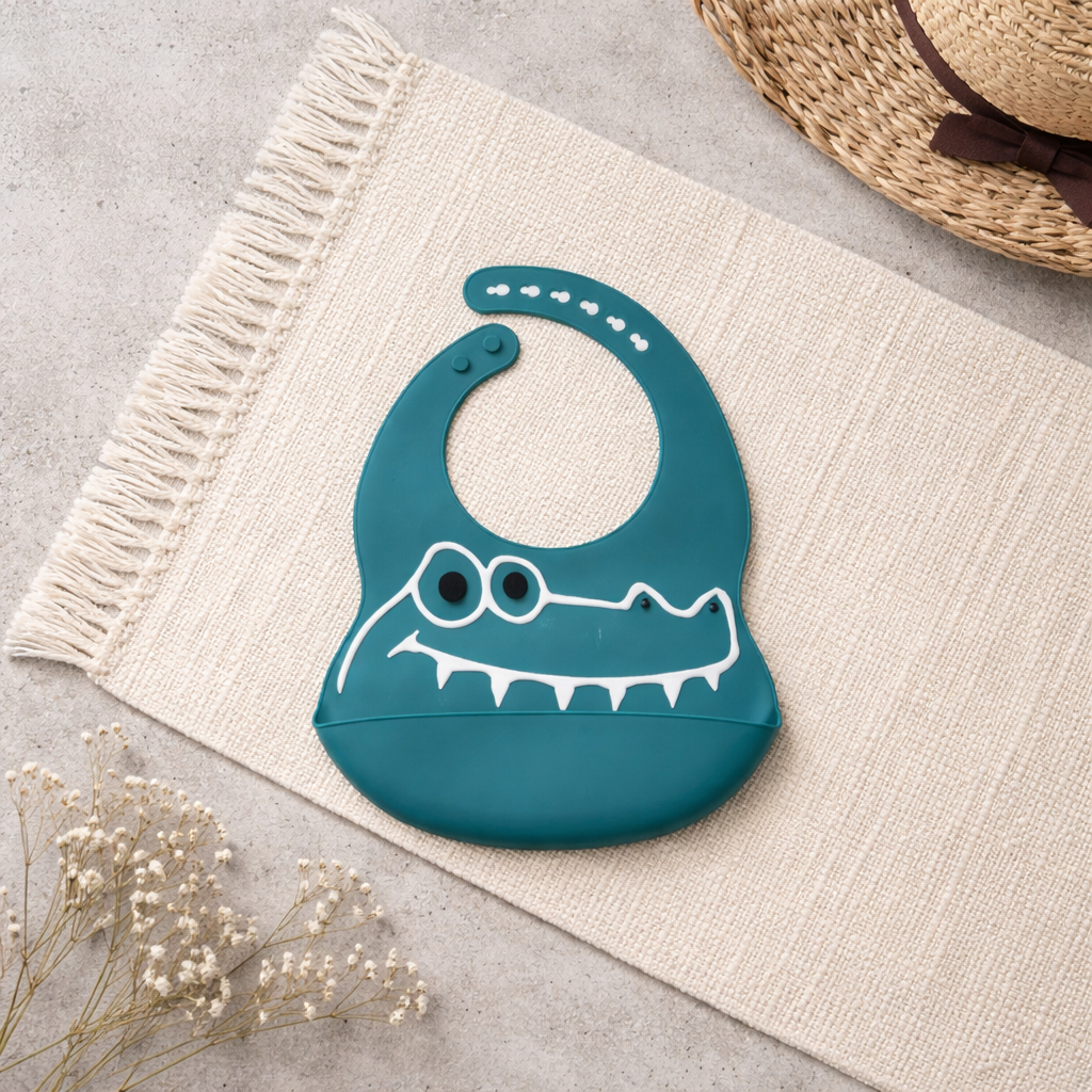 🧸 Silicone Baby Bib – Clean Baby, Happy Mom 💕