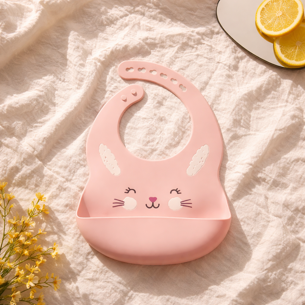 🧸 Silicone Baby Bib – Clean Baby, Happy Mom 💕
