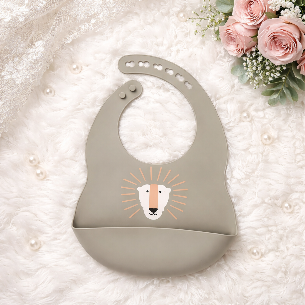 🧸 Silicone Baby Bib – Clean Baby, Happy Mom 💕