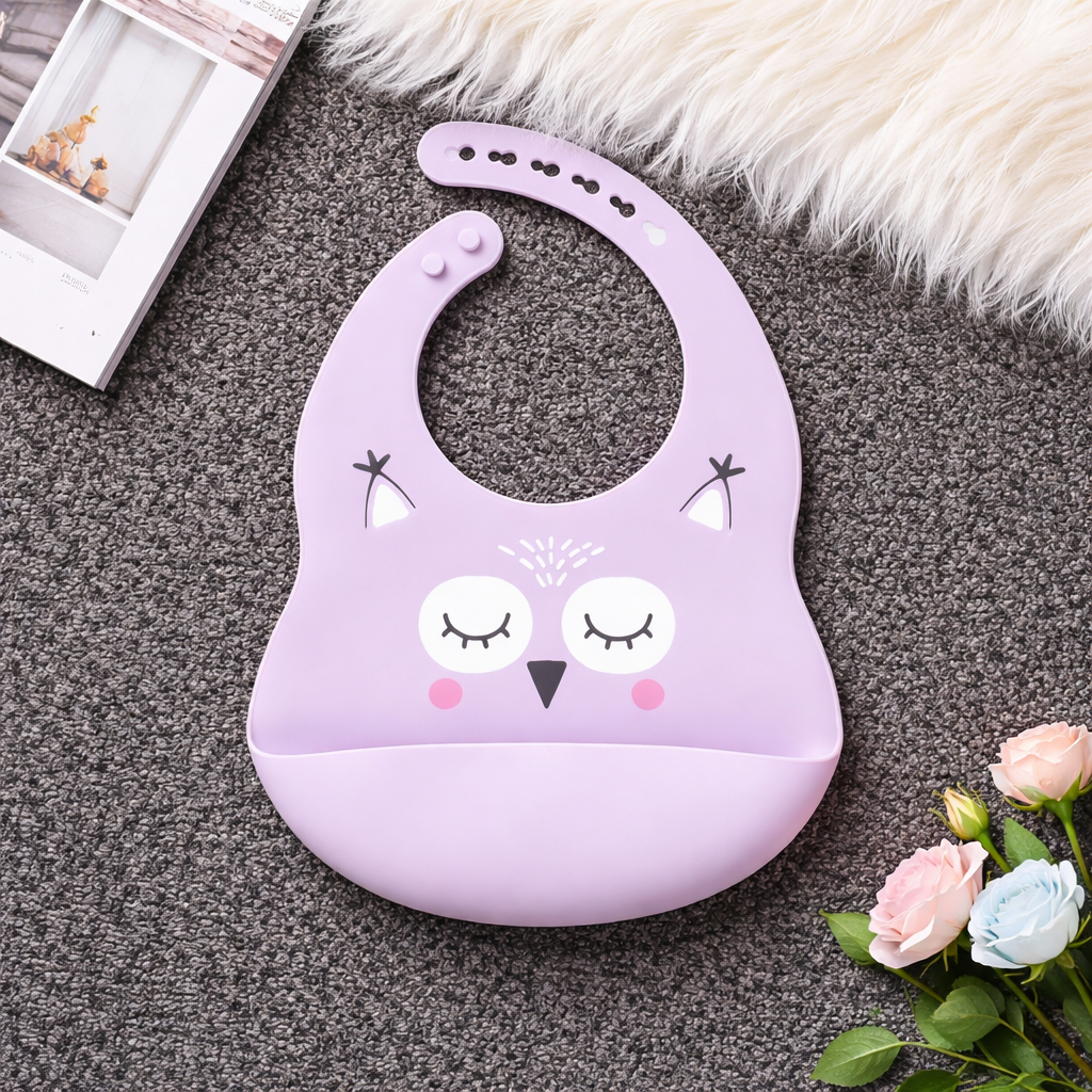 🧸 Silicone Baby Bib – Clean Baby, Happy Mom 💕