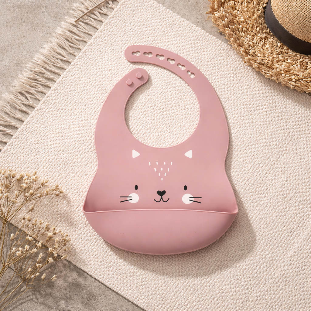🧸 Silicone Baby Bib – Clean Baby, Happy Mom 💕