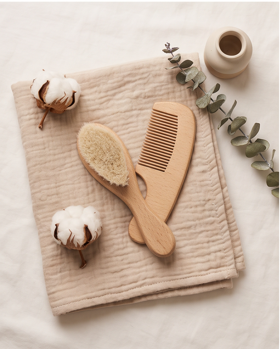 Baby Wooden Hair Brush & Comb Set