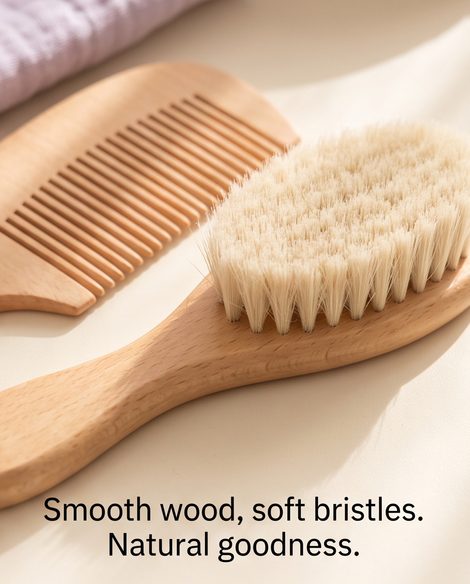 Baby Wooden Hair Brush & Comb Set
