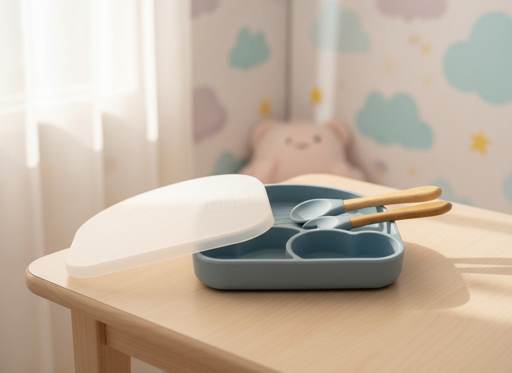 🍽️ Silicone Feeding Plate Set – Mess-Free Mealtime Made Easy 👶💛